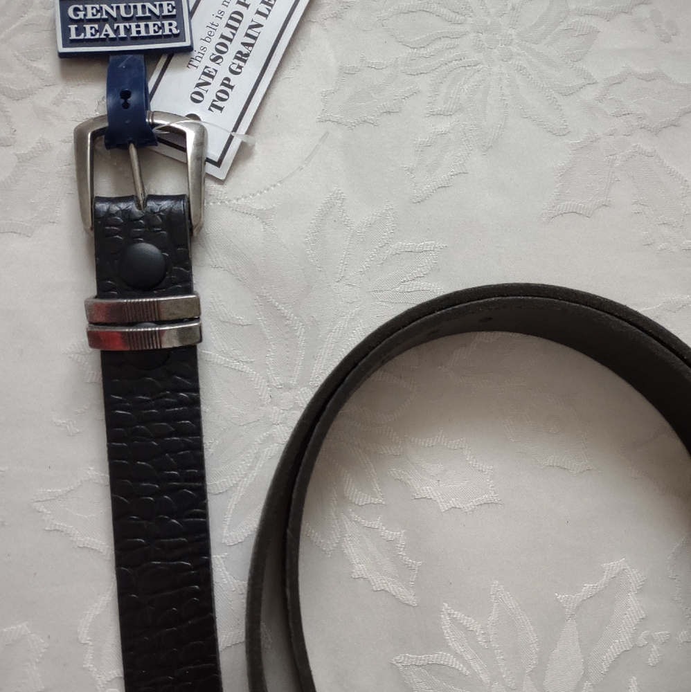 New 🆕 Big & Tall Size 52 Black top grain leather croc embossed belt